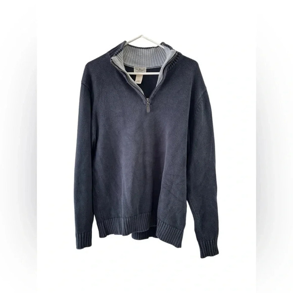 Men’s navy blue vintage L.L.Bean half zip sweater jacket - Picture 1 of 3